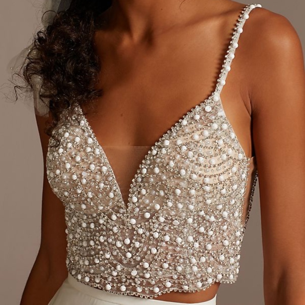 Embellished Spaghetti Strap Wedding Separates Top